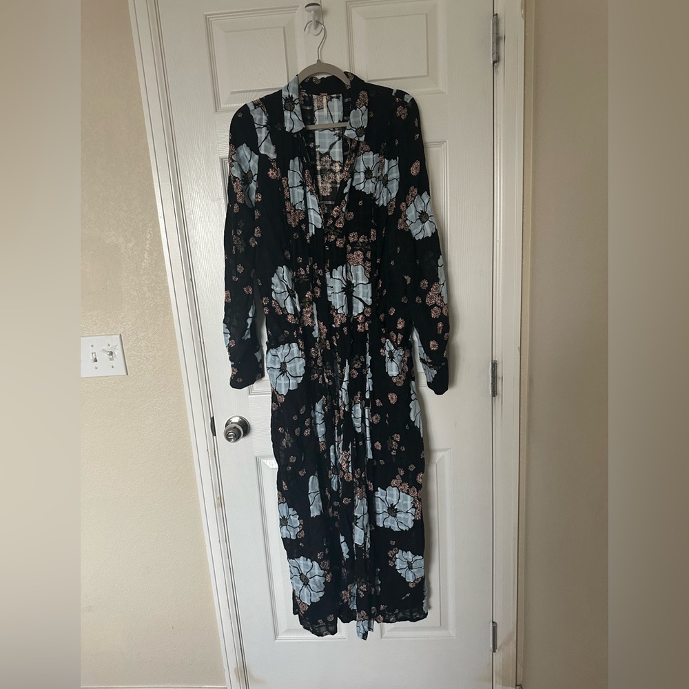 Floral Black and Blue Maxi Dress